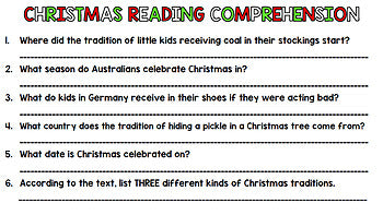 Christmas Literacy - Special Education - Life Skills - Print & Go - Reading