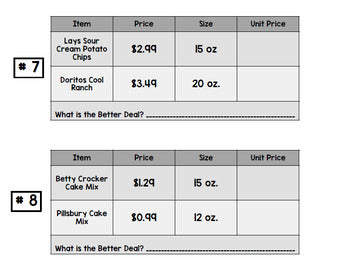 Unit Price - Grocery Shopping - Life Skills - Money - Math - Real World - Budget