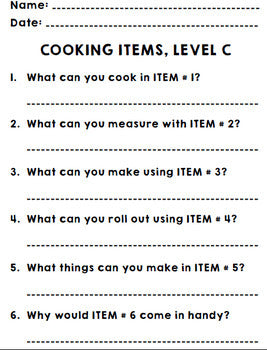 Life Skills - Special Education - Cooking - Travel - Coloring Pages