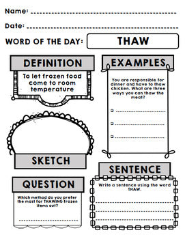 Life Skills - Cooking - Recipes - Food - Vocabulary - Word of the Day - Reading