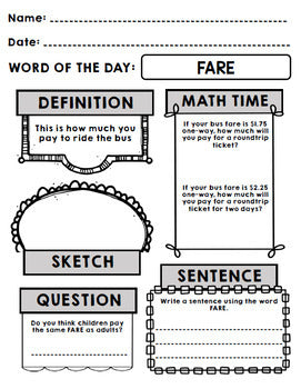 Life Skills - Bus Transportation - Bus Schedules - Vocabulary - Word of the Day