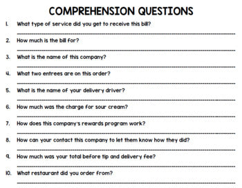 Paying Bills - Life Skills - Reading Comprehension - Special Education - Unit 3