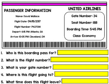 Airport - Travel - Life Skills - Special Education - Boarding Passes - GOOGLE