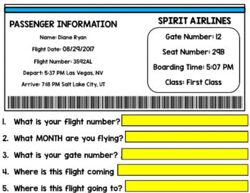 Airport - Travel - Life Skills - Special Education - Boarding Passes - GOOGLE
