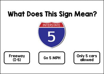 Life Skills - BOOM CARDS - Reading - Road Signs - Driving Permit Practice - Cars
