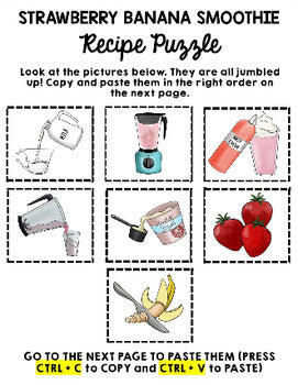 Life Skills Visual Recipes - Reading - Special Education Cooking - GOOGLE Unit 1