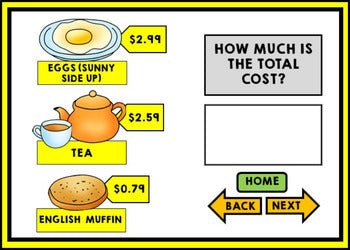 Life Skills - BOOM CARDS - Calculate the Total Cost - Math - Money - Menu Unit 2