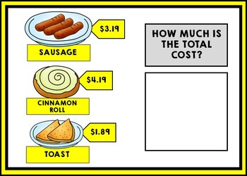 Life Skills - Calculate the Total Cost - GOOGLE - Math - Money - Menu - Unit Two