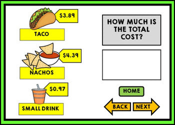 Life Skills - BOOM CARDS - Calculate the Total Cost - Math - Money - Menu BUNDLE