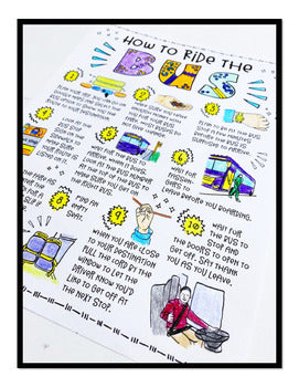 Life Skills - Special Education - Riding a Bus - Pumping Gas - Coloring Pages