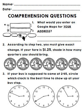 Life Skills - Special Education - Riding a Bus - Pumping Gas - Coloring Pages