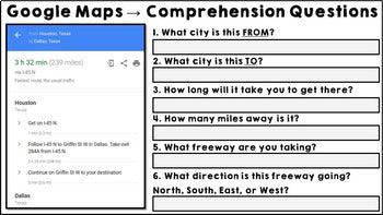 Life Skills Reading and Writing: Google Maps - Distance Learning - BUNDLE