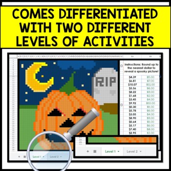 Life Skills - Money - Dollar Up - Mystery Pixel Art - Google Sheets - Halloween