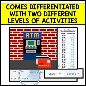 Life Skills - Money - Dollar Up - Mystery Pixel Art - Google Sheets - ATM
