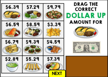 Life Skills - Menu Math - Money - Budget - Dollar Up - BOOM CARDS - Unit 1