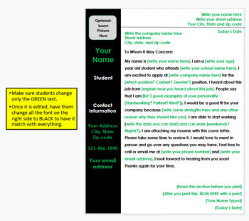 Life Skills - Job Skills - Cover Letter - GOOGLE - Special Education