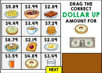 Life Skills - Menu Math - Money - Budget - Dollar Up - BOOM CARDS - BUNDLE