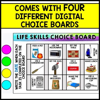 Life Skills - DIGITAL Choice Boards - Homework - GOOGLE - Independent Living