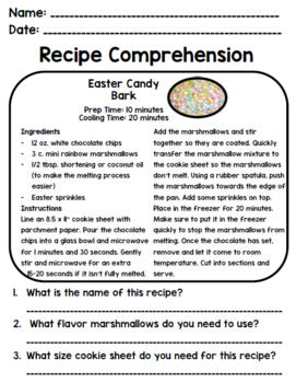 Easter - Recipes - Special Education - Life Skills - Cooking - Reading