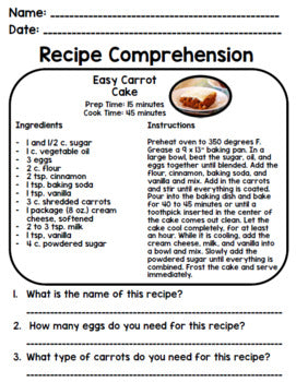 Easter - Recipes - Special Education - Life Skills - Cooking - Reading
