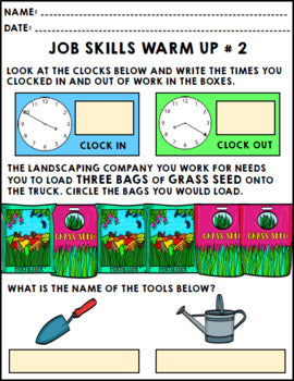 Life Skills - Job Skills - Warm Ups - Vocational Skills - Landscaping Jobs - CBI