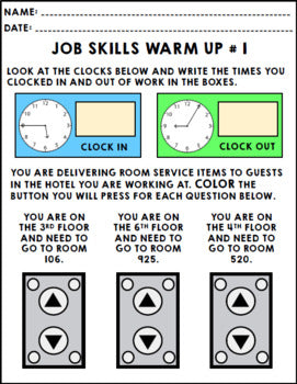 Life Skills - Job Skills - Warm Ups - Vocational Skills - Hotel Jobs - CBI