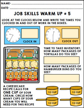Life Skills - Job Skills - Warm Ups - Vocational Skills - Bakery Jobs - CBI