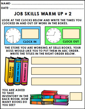 Life Skills - Job Skills - Warm Ups - Vocational Skills - Bookstore Jobs - CBI