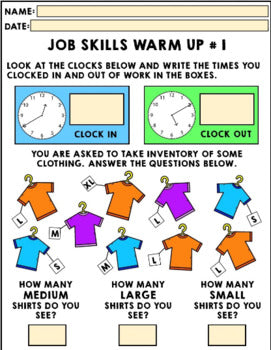 Job Skills - Life Skills Warm Ups - Vocational Skills - Clothing Store - GOOGLE