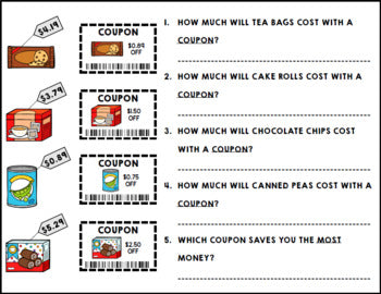 Life Skills - Shopping - Coupons - Money - Math - Grocery Store - Unit Six