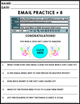 Life Skills - Spam Emails - Reading - Writing - Internet Safety