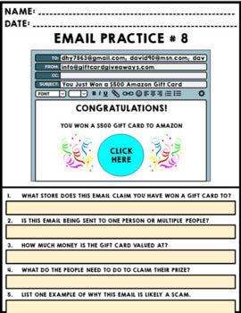 Life Skills - Spam Emails - Reading - Writing - Internet Safety - GOOGLE