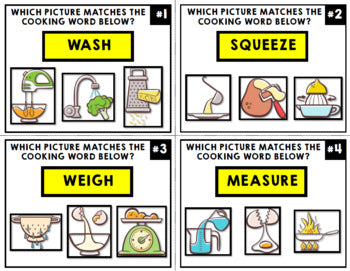 Life Skills - Cooking Vocabulary - Task Cards - Recipe - Food Prep