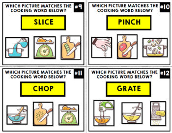 Life Skills - Cooking Vocabulary - Task Cards - Recipe - Food Prep