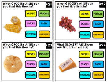 Life Skills - Grocery Shopping - Grocery Aisles - Task Cards - Special Education