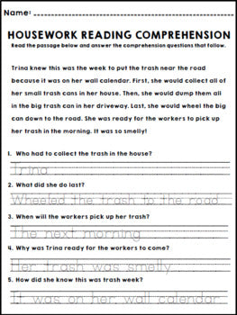 Life Skills - Housework - Vocational Reading Comprehension - Special Education