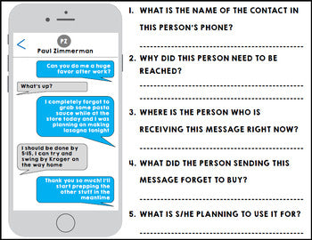Text Messages - Life Skills - Reading Comprehension - Functional Skills BUNDLE