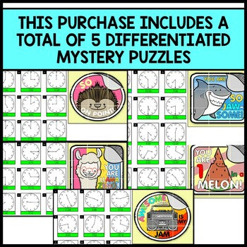 Life Skills - Money - Time - Analog Clock - Mystery Picture - Google Sheets