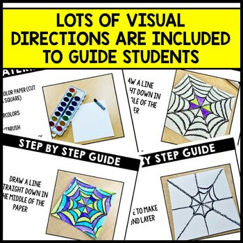 Halloween Art - Spiderweb Directed Drawing - Reading Comprehension