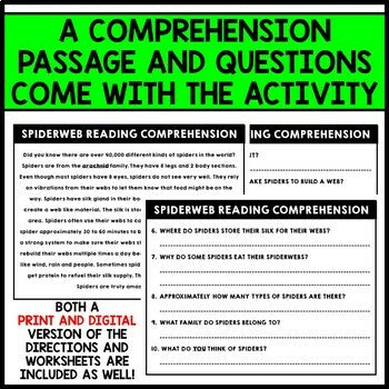 Halloween Art - Spiderweb Directed Drawing - Reading Comprehension