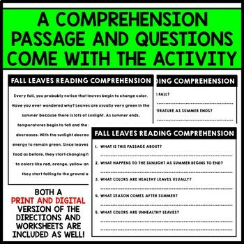 Fall Art - Fall Leaves Directed Drawing - Reading Comprehension