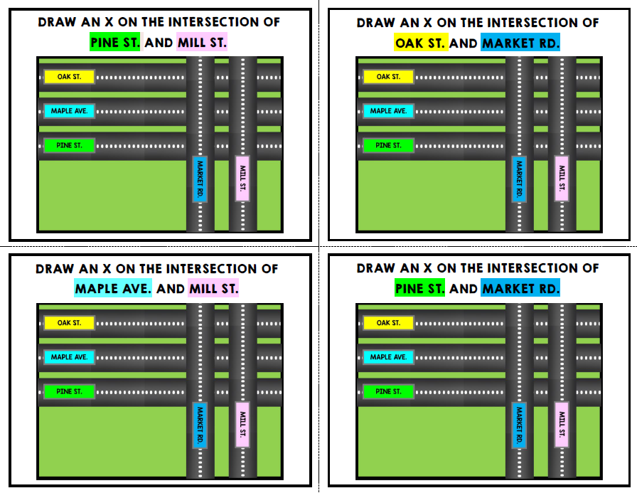 Intersection Flash Card Life Skills - Task Cards - Map Skills Special Education - Road Interse ...