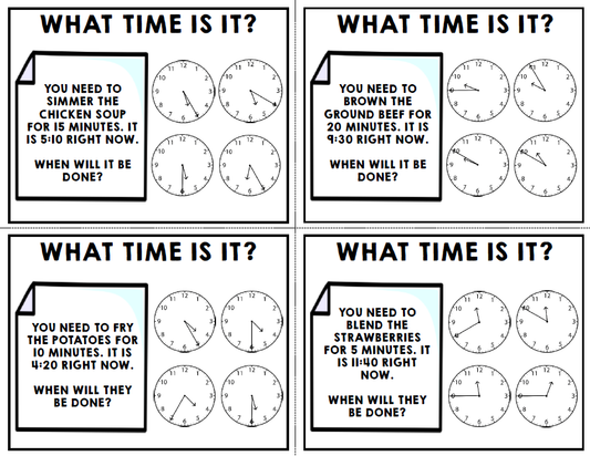 Life Skills - Task Cards - Time - Elapsed Time - Special Education - Unit Four