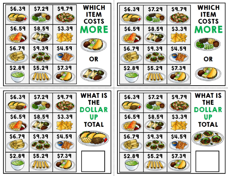 Life Skills - Menu Math - Task Cards - Special Education - BUNDLE ...