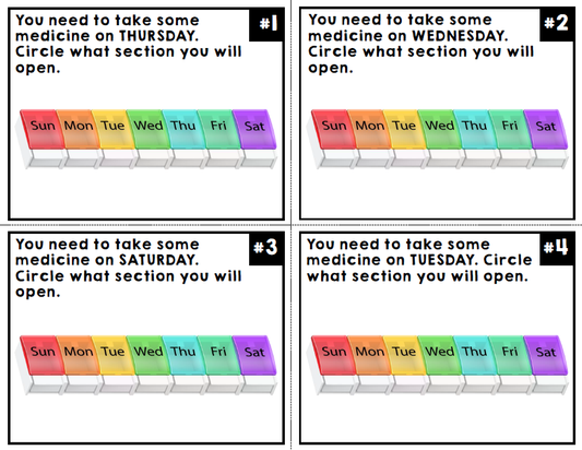 Life Skills Task Cards - Medicine Safety - Special Education - Reading - Math