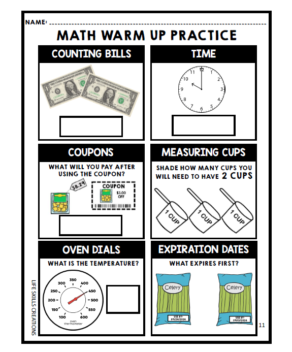 Math Warm Ups - Life Skills - Daily Work - Bundle – Life Skills Creations