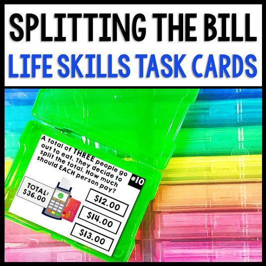 Life Skills - Splitting the Bill - Math Task Cards