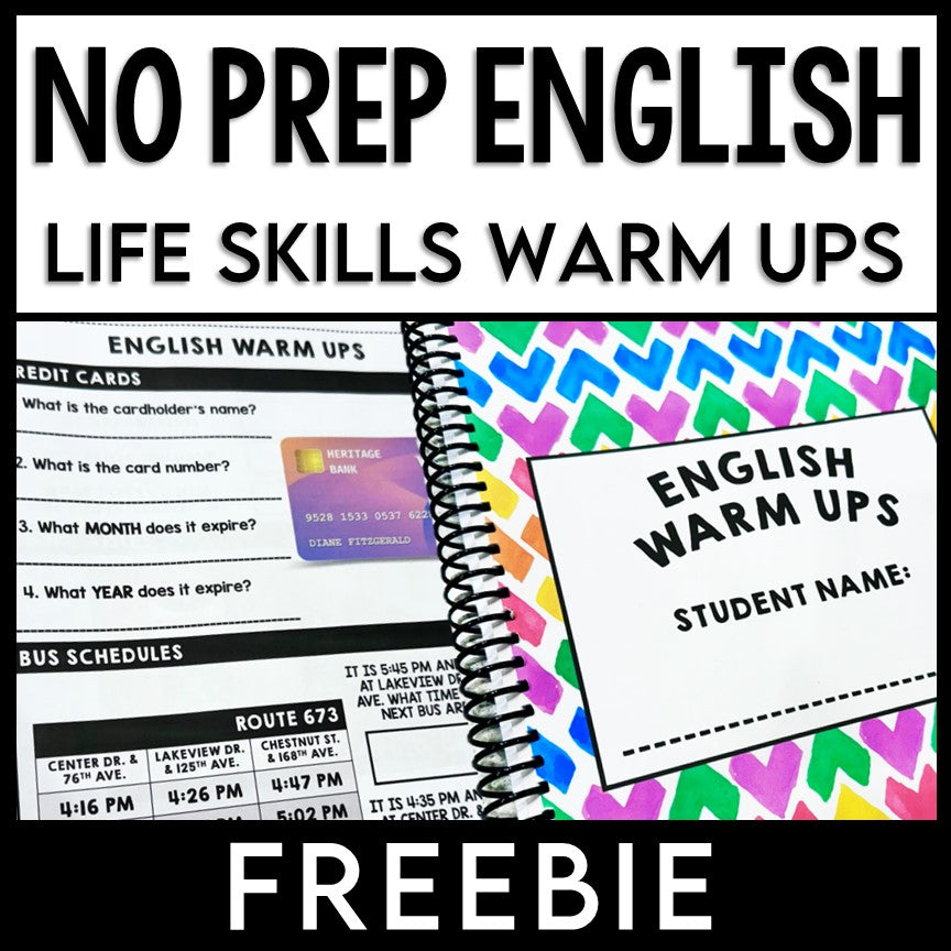 English Warm Ups - Life Skills - Daily Work - FREEBIE