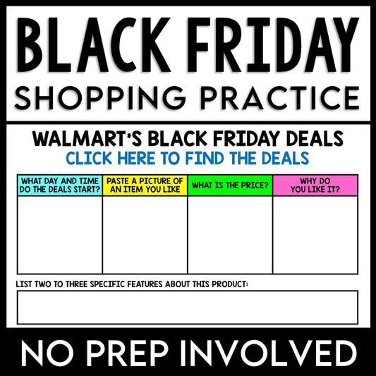 Black Friday Shopping Practice - Life Skills - Budgeting