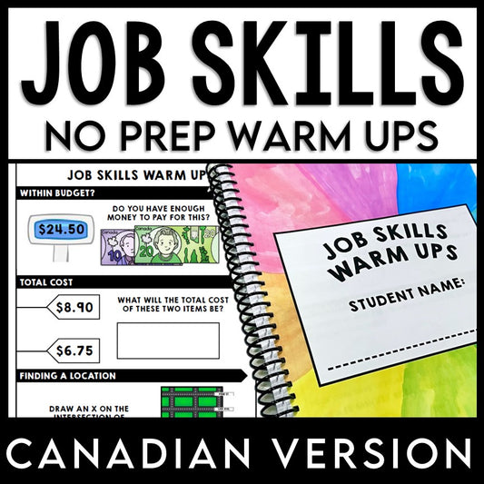 CANADIAN Job Skills - Life Skills Warm Ups - Vocational Skills - BUNDLE # 2